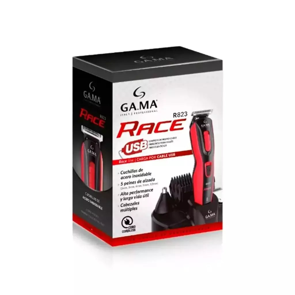 Rasuradora GAMA R823 Roja Profesional Barber Recargable Inalámbrica