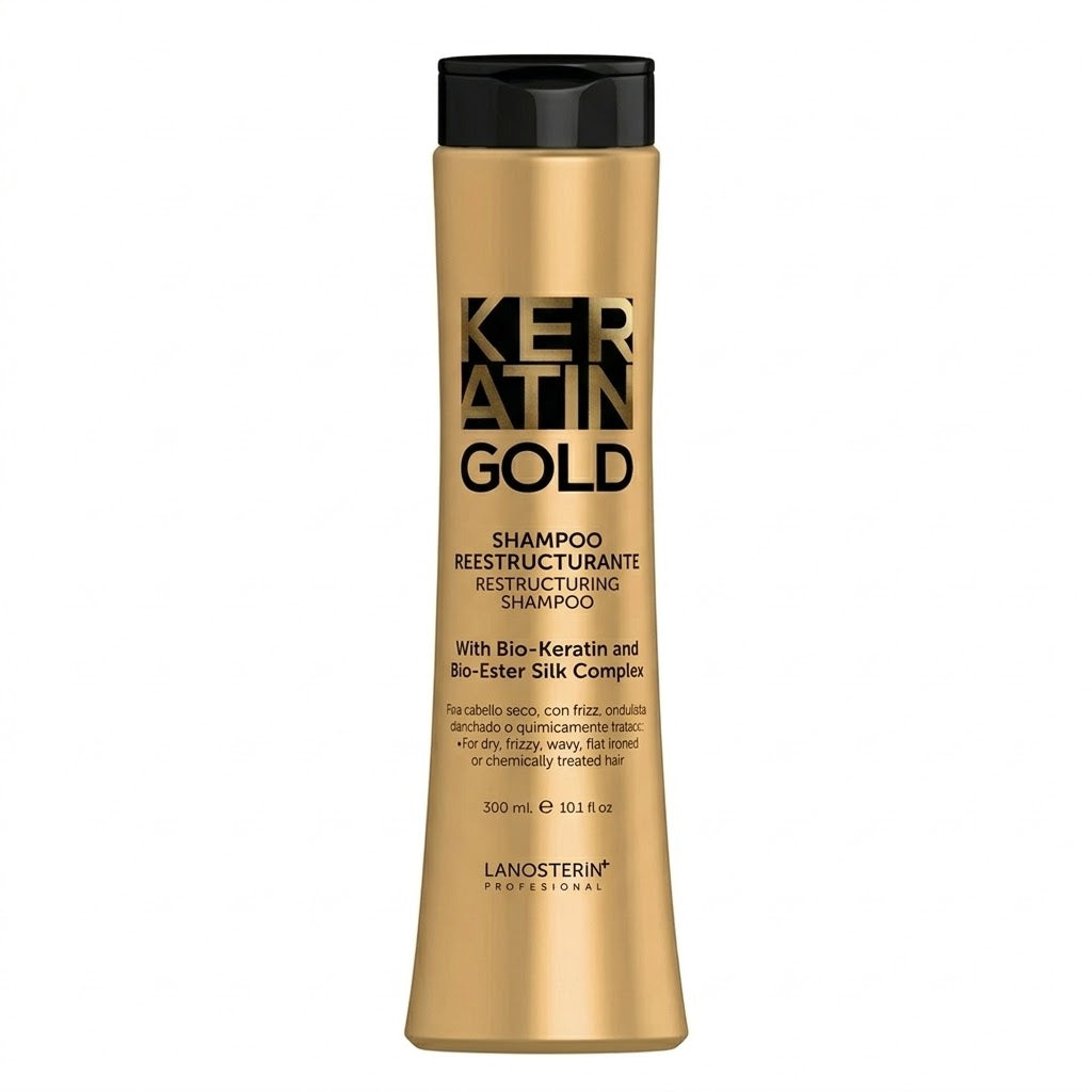 Shampoo Keratin Gold Reestructurante 300 ml – Reparación Capilar con Keratina