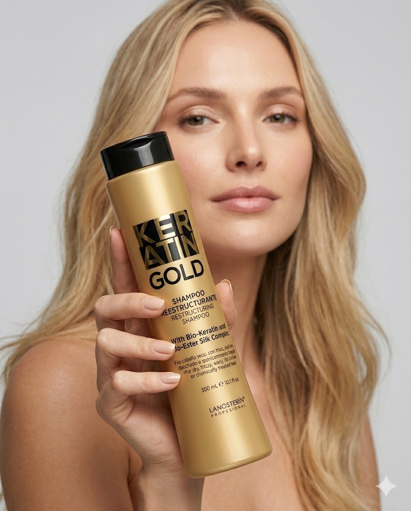 Shampoo Keratin Gold Reestructurante 300 ml – Reparación Capilar con Keratina