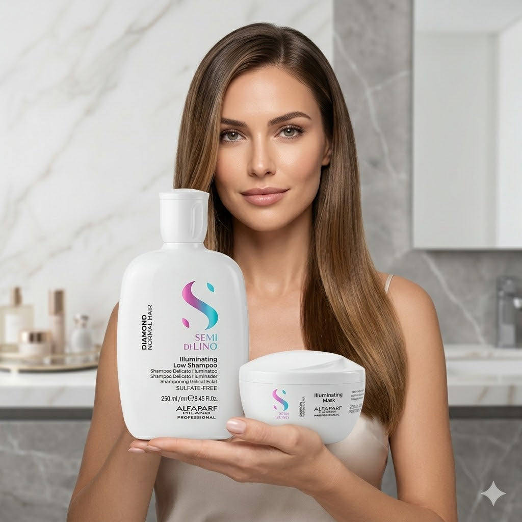 ALFAPARF SEMI DI LINO DIAMOND ILLUMINATING DUO - SHAMPOO & MASK
