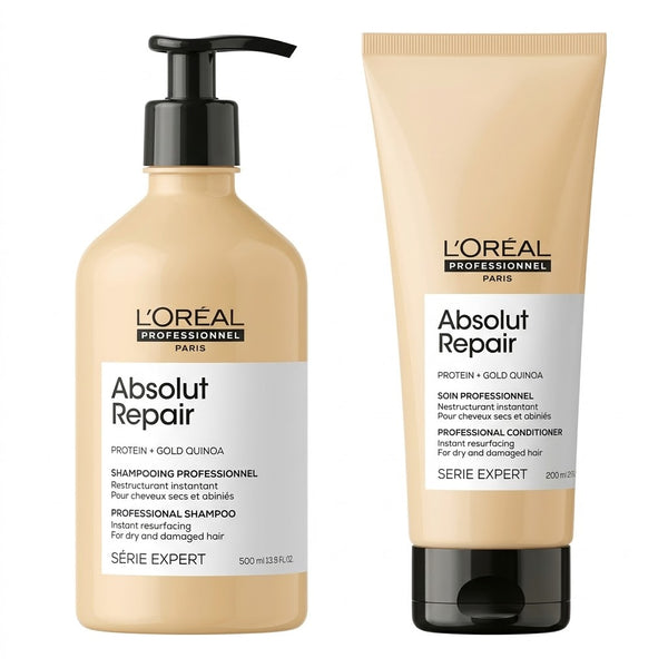 Duo L'Oréal Absolut Repair Protein + Gold Quinoa – Shampoo y Acondicionador Reparador