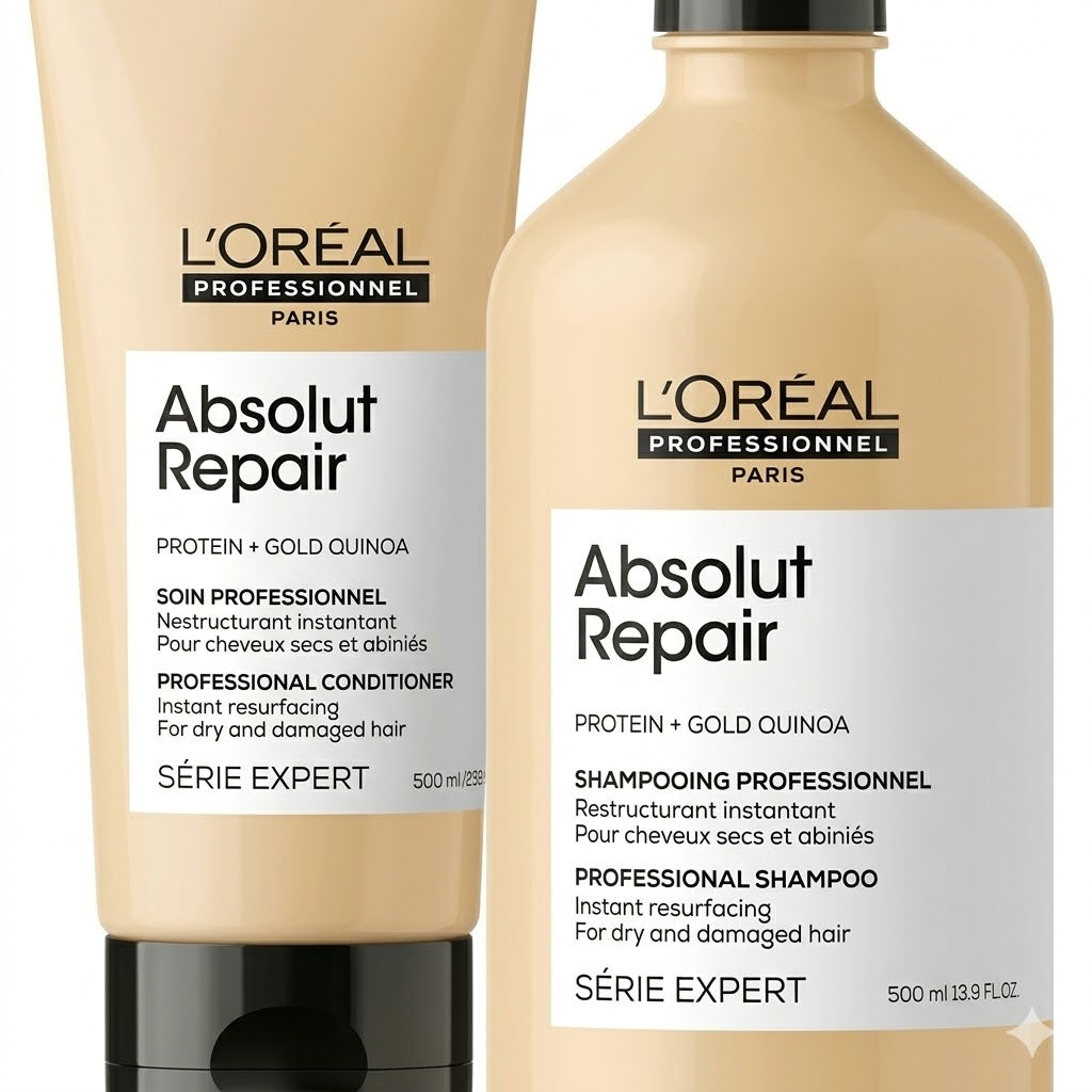 Duo L'Oréal Absolut Repair Protein + Gold Quinoa – Shampoo y Acondicionador Reparador