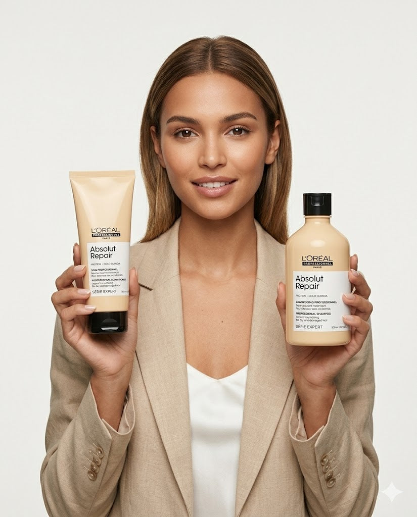 Duo L'Oréal Absolut Repair Protein + Gold Quinoa – Shampoo y Acondicionador Reparador