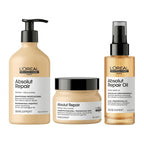 Trio L'Oréal Absolut Repair Protein + Gold Quinoa – Shampoo, Mascarilla y Aceite Reparador