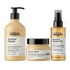 Trio L'Oréal Absolut Repair Protein + Gold Quinoa – Shampoo, Mascarilla y Aceite Reparador