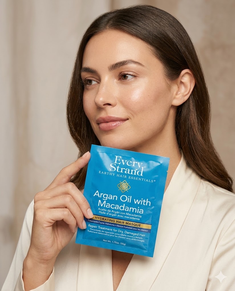 Mascarilla Every Strand Argan Oil & Macadamia 50 g – Sobre Reparador Cabello Dañado