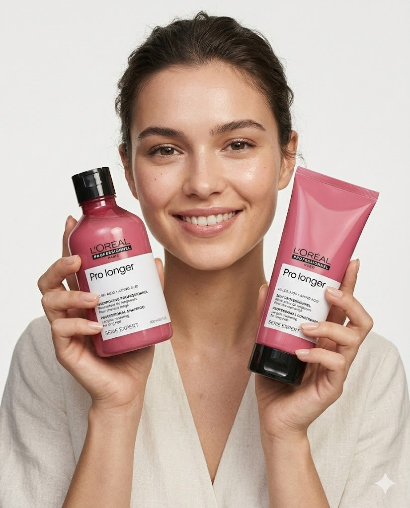 Duo L'Oréal Pro Longer Filler-A100 + Amino Acid – Shampoo y Acondicionador Cabello Largo