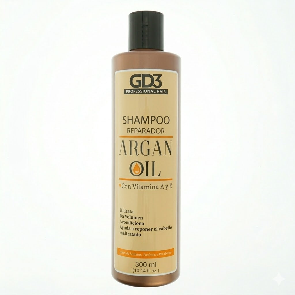 Shampoo Reparador GD3 Argan Oil 300 ml – Limpieza Suave con Aceite de Argán