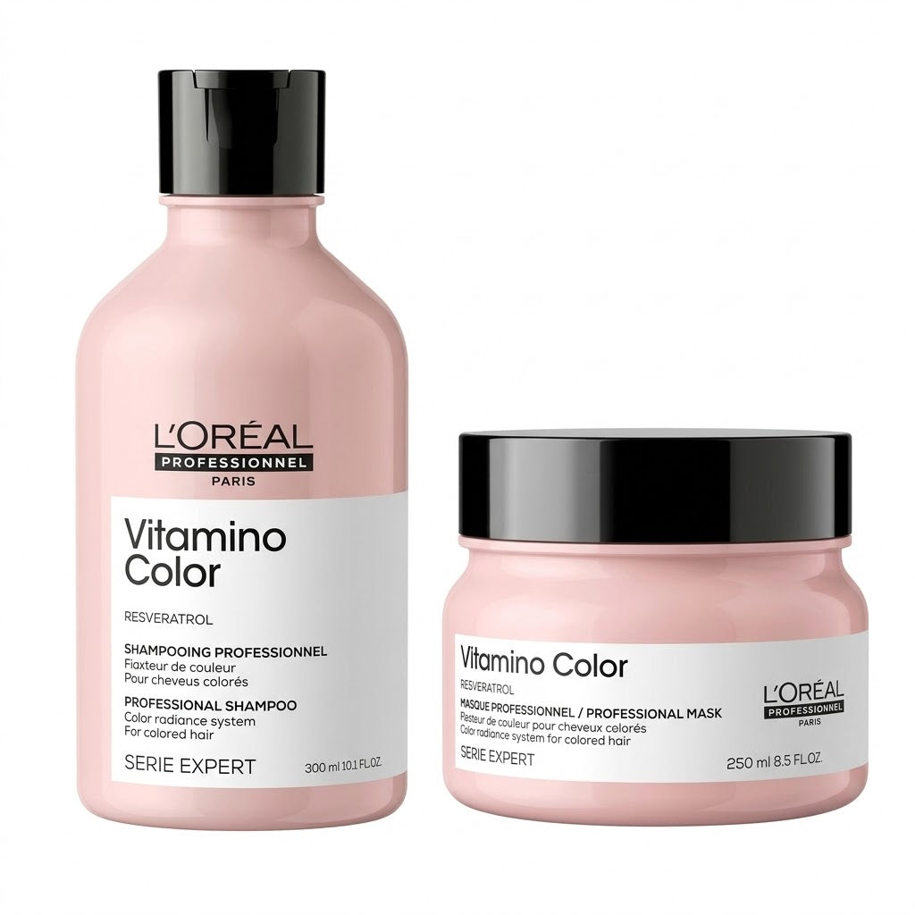 Duo L'Oréal Vitamino Color Resveratrol – Shampoo y Mascarilla Protección de Color 300 ml + 250 ml