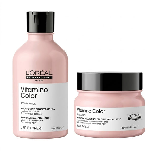 Duo L'Oréal Vitamino Color Resveratrol – Shampoo y Mascarilla Protección de Color 300 ml + 250 ml