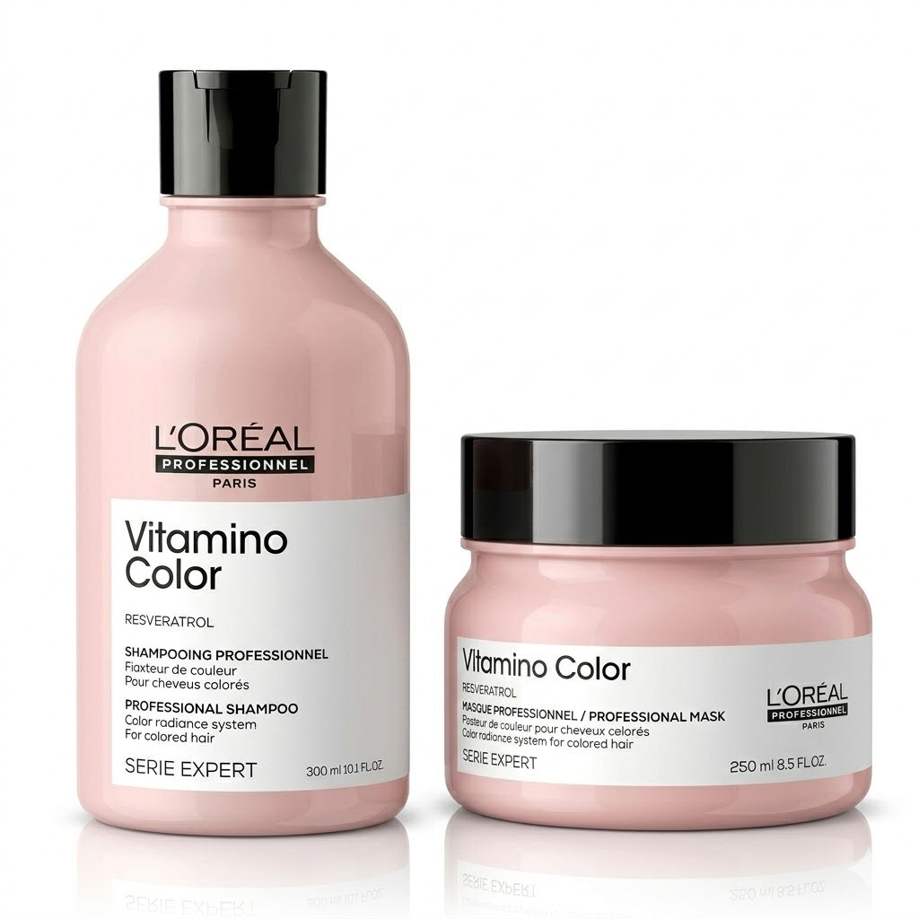 Duo L'Oréal Vitamino Color Resveratrol – Shampoo y Mascarilla Protección de Color 300 ml + 250 ml