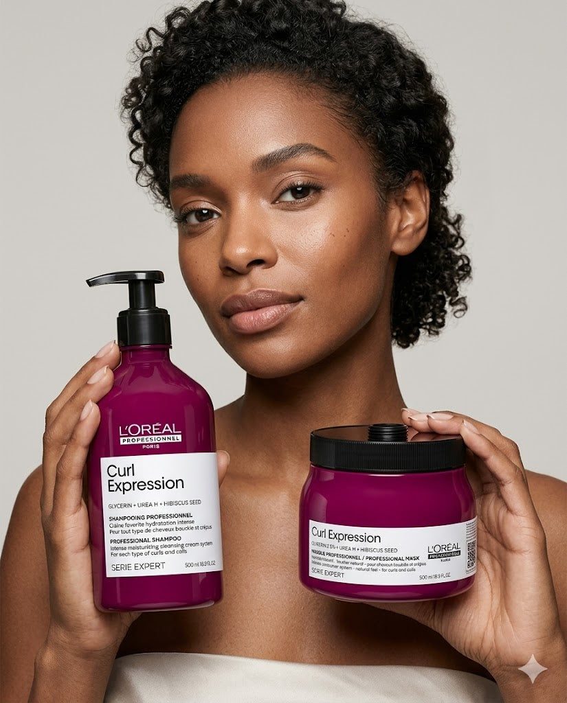 Duo L'Oréal Curl Expression Glycerin + Urea – Shampoo y Mascarilla Hidratación para Rizos 500 ml + 500 ml