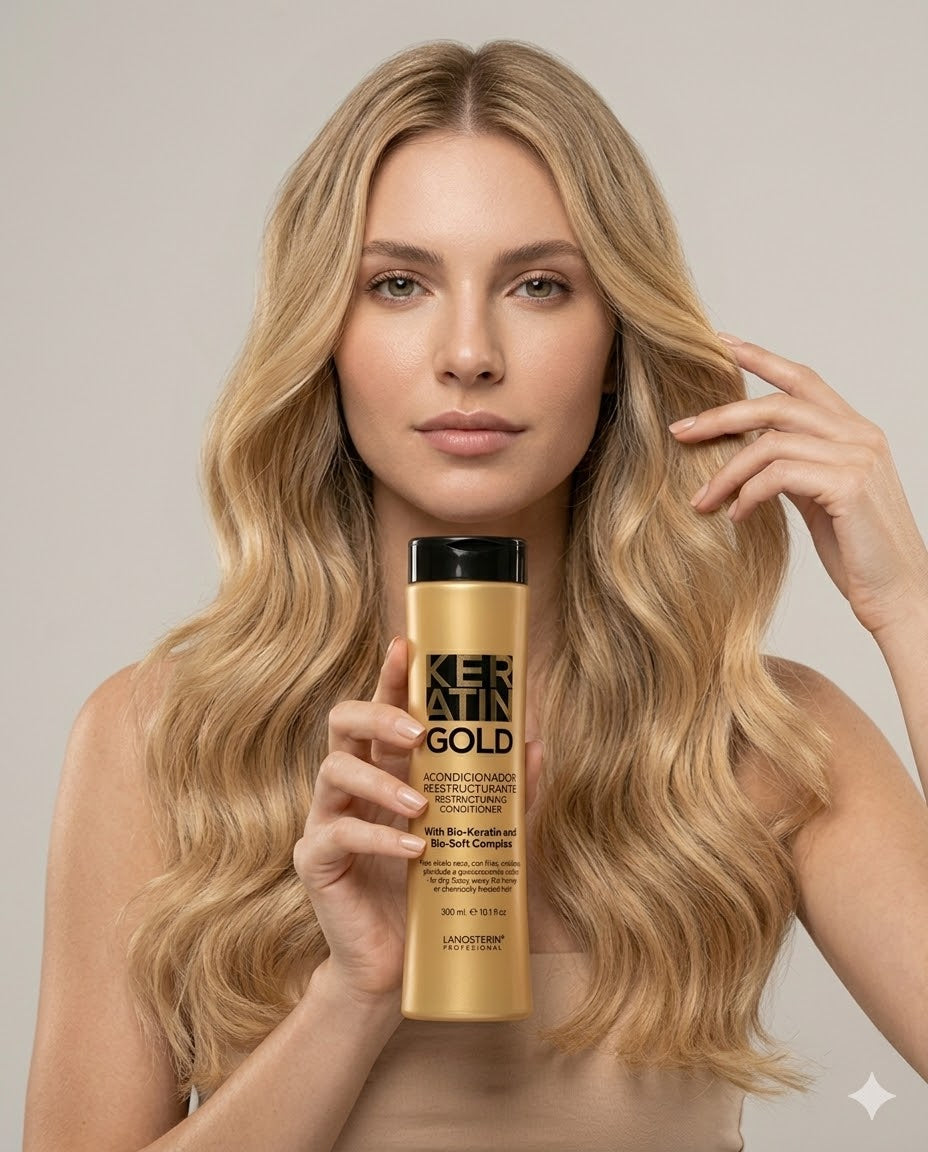 Acondicionador Keratin Gold Reestructurante 300 ml – Hidratación con Keratina