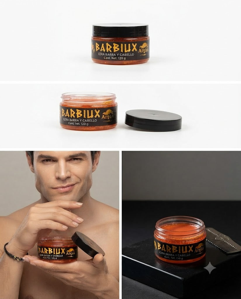 Cera para Cabello y Barba Barbiux con Aceite de Argán Fijación Fuerte 120 g